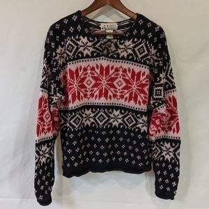 Vintage Midwest Traders Pink and Blue Cotton Blend Patterned Sweater Size Medium